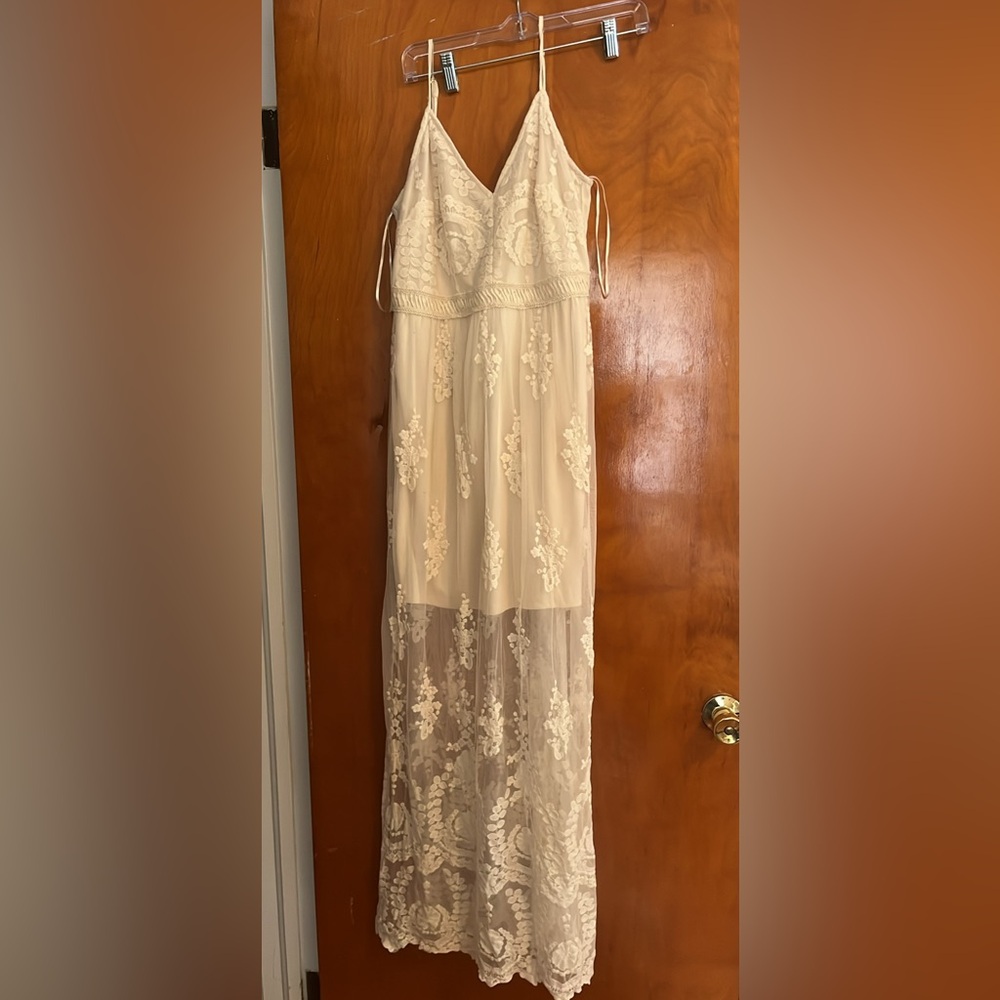 Altar'd State Cream Lace Maxi Dress